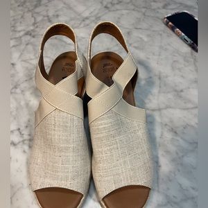 Tan Wedge Open Toe. Great Condition. Size 10